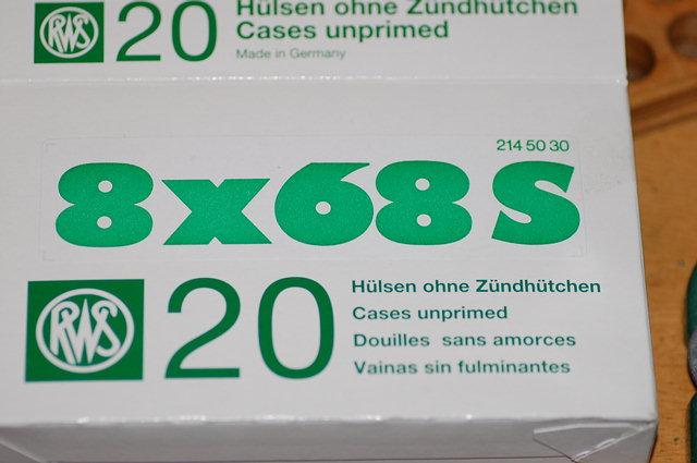 RWS 8x68S Hülsenschachtel